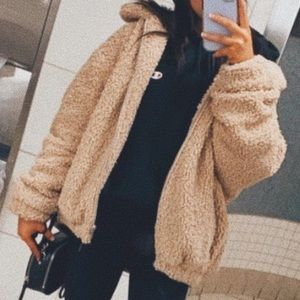 Beige/ Nude/ light brown Urban Outfitters teddy coat